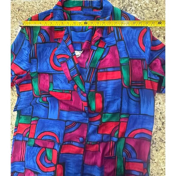 Vintage Abstract Blazer Long Jacket Women SZ 22 Artsy 90s Retro Lightweight USA - Picture 13 of 16